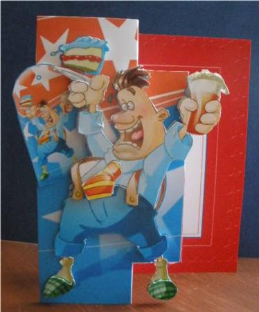 Beer, Cake and Birthday Dude! Foldback. by Liz Chapman
