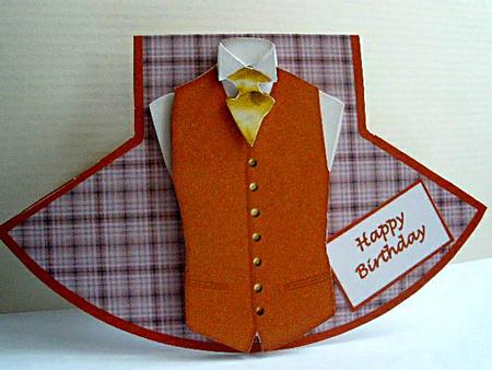 Brown Waistcoat Wobble Card by Liz Chapman