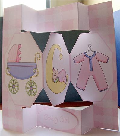 Baby Girl 3 Panel Pop Up Card by Liz Chapman