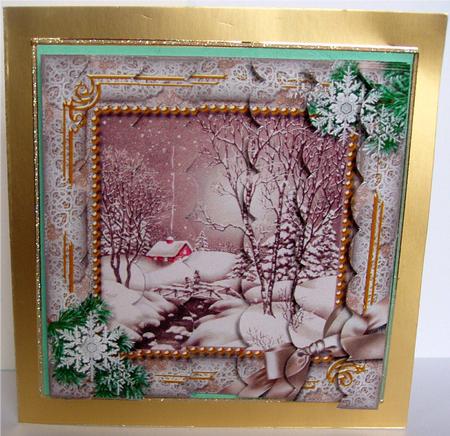 Winter Walk Snow 5inch Square Scalloped 2 Side Stacker by Liz Chapman