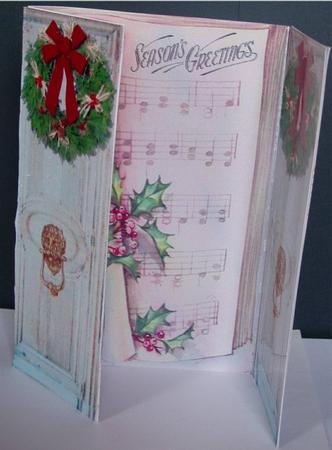 Seasons Greetings Thru the Door Gatefold. by Liz Chapman
