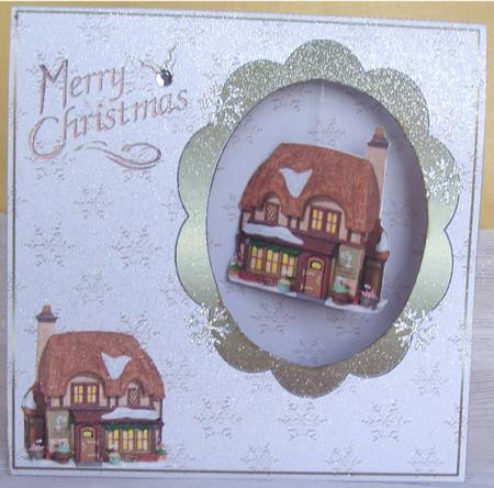 Christmas Cottage Tent Card Kit by Liz Chapman