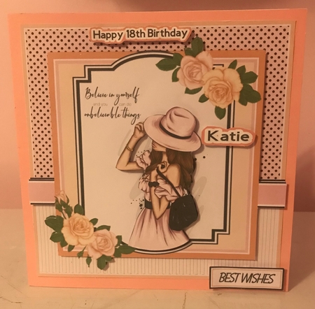 8x8 Elegant Lady Card Front -with female sentiments  by Liz Kiely