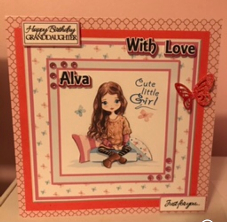 7x7 Cute Little Girl Card Front with sentiments  by Liz Kiely