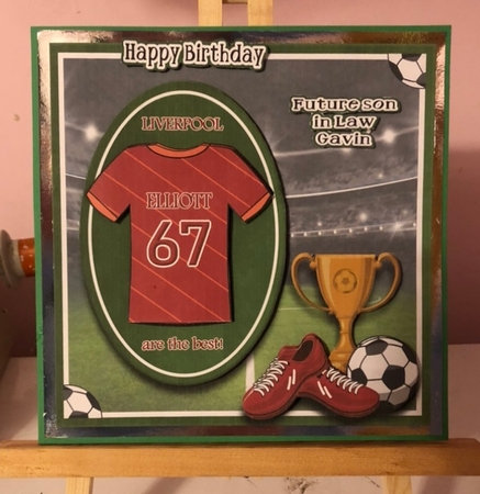 8X8 Liverpool Football Card Front, Topper & Sentiments - ELLIOTT by Liz Kiely