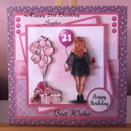 Redhead Birthday Girl - REQUEST (7x7 inch square card kit) by Liz Kiely