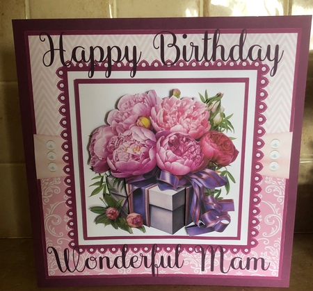 Pink Peony Giftboxes  8x8 Quick Card #6 by Liz Kiely