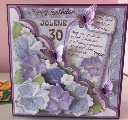 Square Scallop Pocket Purple Pansy Mini Kit & Decoupage by Liz Kiely