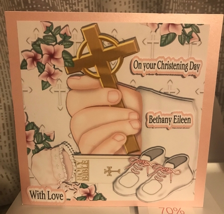 Hand with Cross and Bible for Baby Girl Christening 8x8 by Liz Kiely