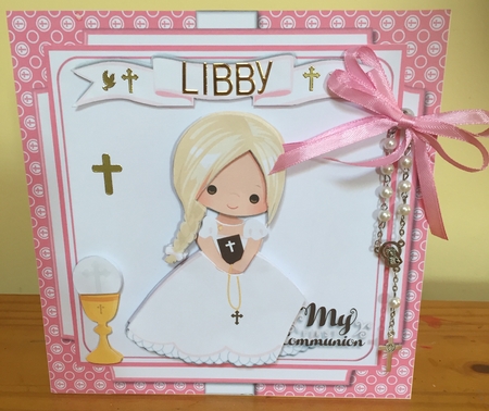 First Holy Communion Girl 8 x 8 Card by Liz Kiely