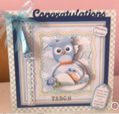 WHOO HOO ITS A BOY New Baby 7.5 Decoupage & Insert Mini Kit by Liz Kiely