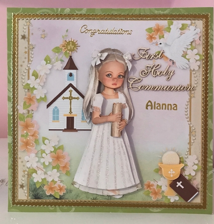 Sweet Little Holy Communion Girl with Candle White Dress Mini Kit  by Liz Kiely