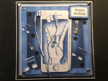 Music Lover Modern - iPhone & Earbuds blue by Lois Robinson