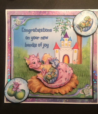 New Arrival - 6x6 inch card front with decoupage, by Lois Robinson