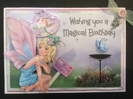 Magical Fairy 2 - 7x5 inch card front with decoupage, by Lois Robinson