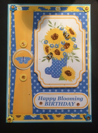 Yellow and blue sunflower card front 1 by Lois Robinson