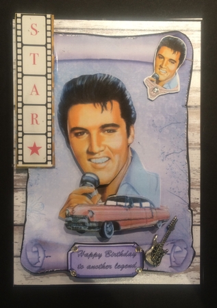 Pink Cadillac - 7x5 inch card front with decoupage by Lois Robinson