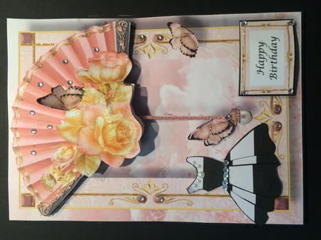 Floral Fan Pale Pink Roses A5 by Lois Robinson