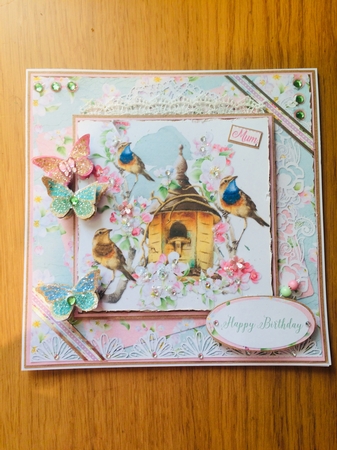 Spring Birdsong 2 7 x 7 Card Mini Kit, 6 Sheets, Pink/Green by Lois Robinson