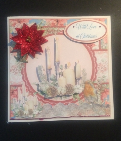 Shabby Chic Christmas 8/Christmas Candles 6 x 6 Card Front with Toppers and Sentiments by Lois Robinson