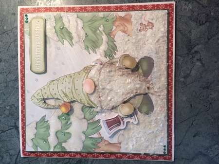 Alfred the Christmas Gnome 7x7 Green Quick Card by Lois Robinson
