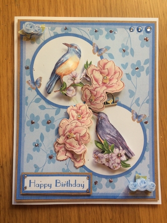 Blue birds and butterflies greeting card by Lois Robinson