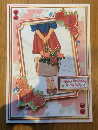 A5 A bag full of Roses Card Front Topper and sentiments  by Lois Robinson