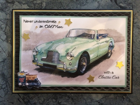 A5 Old Mans Classic Car Card Front, Topper and sentiments  by Lois Robinson