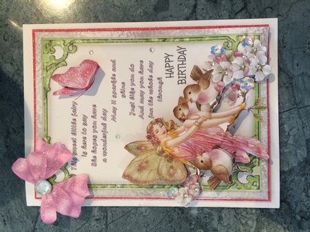 Sweet Fairy - 7x5 inch card front with decoupage by Lois Robinson