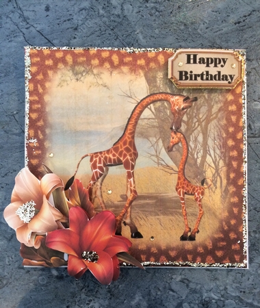 Walk on the Wild Side 4 - 6x6 inch card front with decoupage by Lois Robinson
