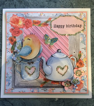 Floral bird card front by Lois Robinson