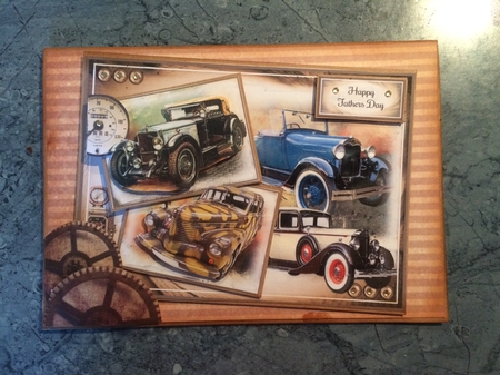 Retro Cars Card Front With Decoupage 05 by Lois Robinson