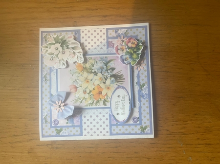 Shabby Spring 5: Spring Bouquet 6 x 6 Card Front with Topper, Decoupage & Sentiments by Lois Robinson