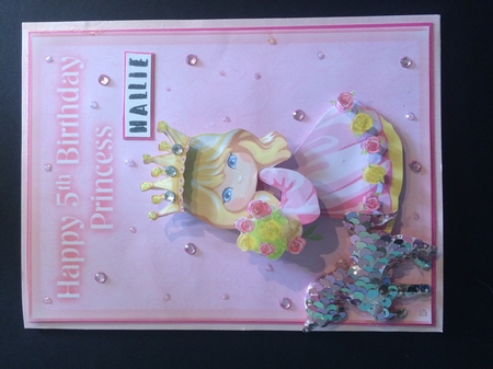 Little Princess Age 5 Birthday Topper & Decoupage by Lois Robinson