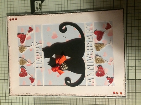 Cats Anniversary Card and Hearts Backing Paper by Lois Robinson