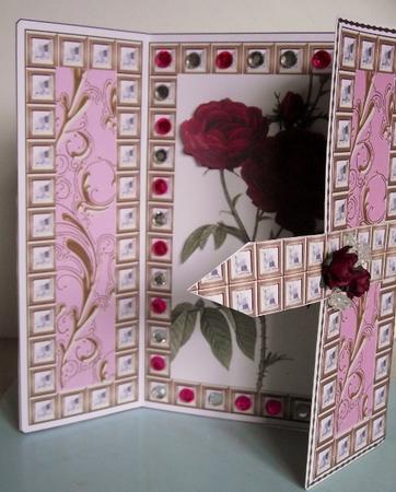 Red Rose Diamond Bling Giant Square Buckle Gatefold Card by Pauline Ronberg