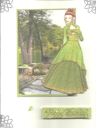 Lady in Green Over the Edge Card by Lola Kay Strong