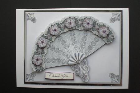 Baroque Fan in Lavender Decoupage by Lorna Quinney