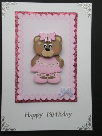 Pink Ballerina Bear in Pearl Frame by Lorna Quinney