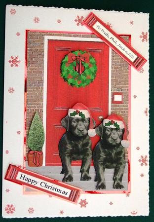 Christmas Door with Black Labrador Puppy by Lorraine Reed