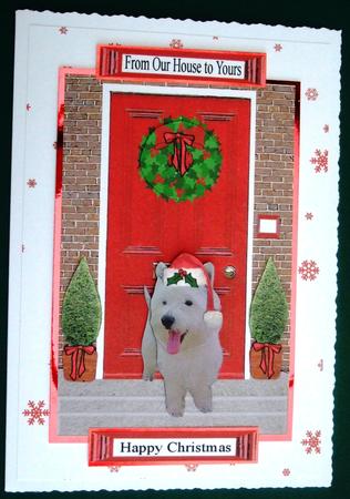 Christmas Door with Westie by Lorraine Reed