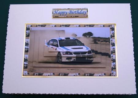Rally Car Pyramid Card Front by Lorraine Reed