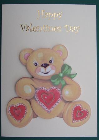 Teddy Bear with Green Bow by Lorraine Reed