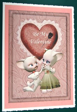 Be My Valentine Card Front with Decoupage by Lorraine Reed