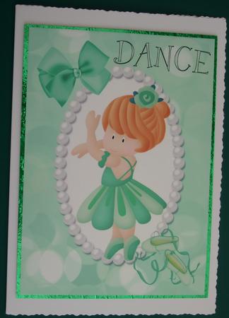 Little Dancing Ballerina in Green, A4 Topper by Lorraine Reed