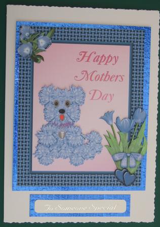 Flower Teddy Card Front Mothers Day by Lorraine Reed