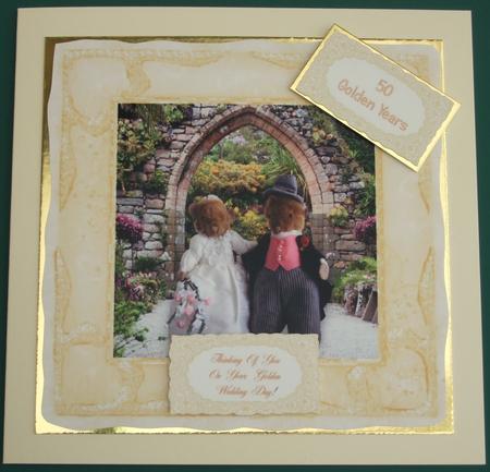Posh Mice Garden Golden Wedding Anniversary Square Card by Lorraine Reed