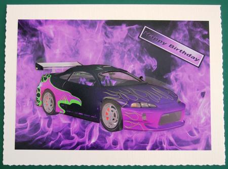 Customized Purple Car with Flames by Lorraine Reed
