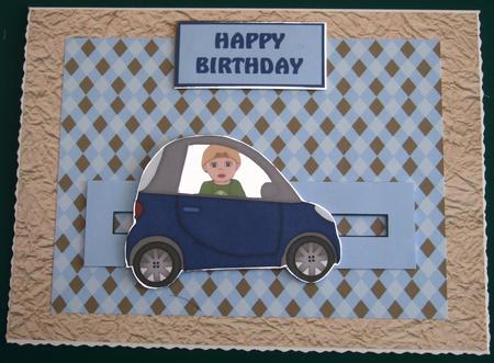 Boy in Blue Car Penny Slider by Lorraine Reed