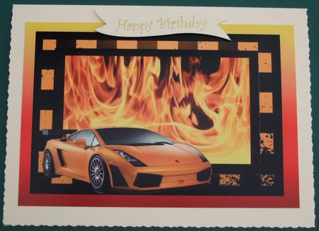 A4 Lamborghini on Fire Background by Lorraine Reed